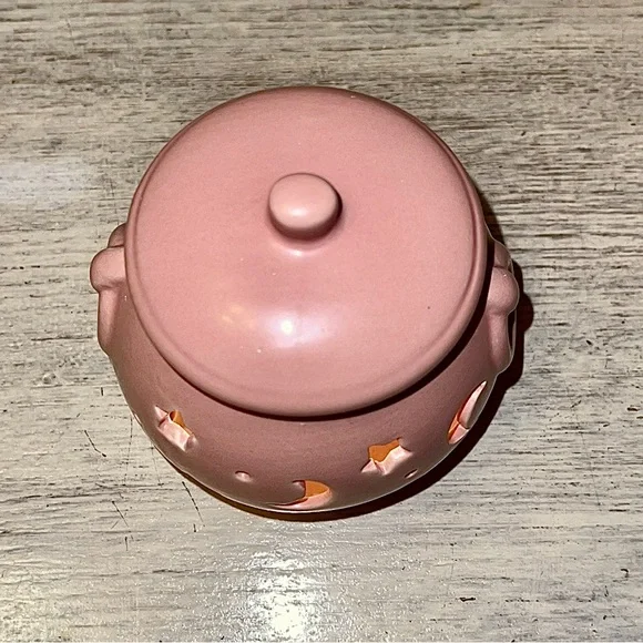 NEW Light up Pink Ceramic Moon and Stars Cauldron Halloween Decoration W… - Picture 3 of 4